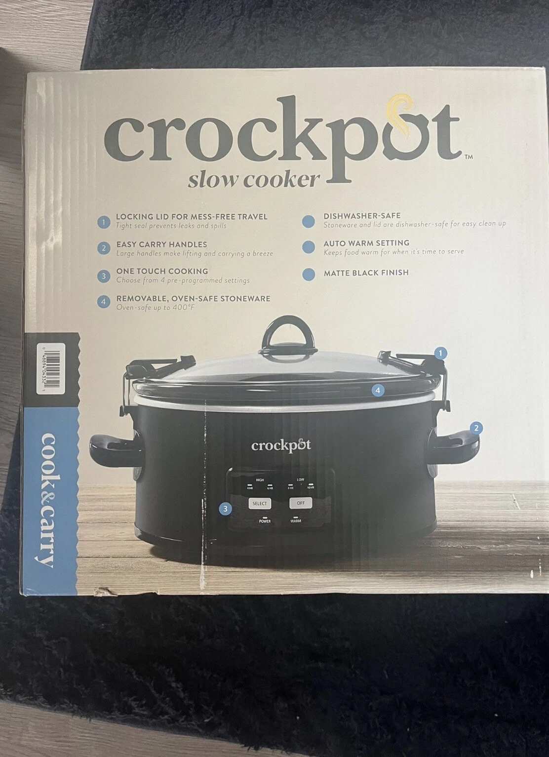 Crock-Pot 6 Quart Programmable Cook & Carry Oval Slow Cooker Black