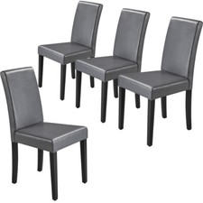 Image of Dining Chairs Set of 4 PU Leather High Back Padded Kitchen Chairs for Home