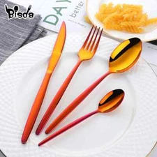 Rainbow Flatware Set Gold Cutlery Sets Stainless Steel Dinnerware Set