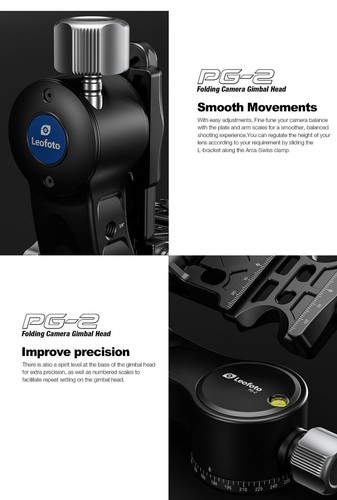 Leofoto PG-2 Folding Gimbal Head Tripod Head for Camera & Lens | Arca Compatible - Picture 6 of 11