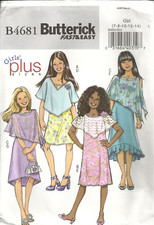 BUTTERICK Fast easy B4681 GIRL'S SZ 7-14 PONCHOS  DRESSES SEWING PATTERN  2005