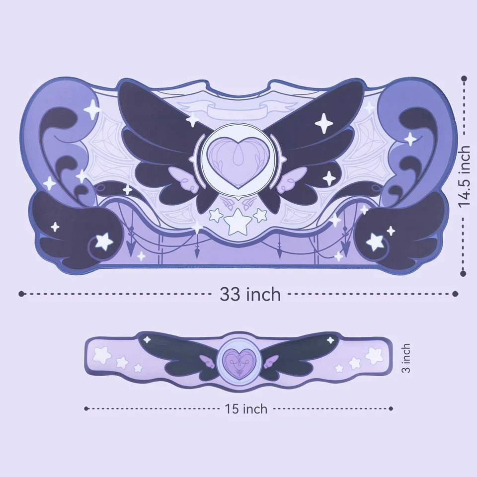 GeekShare Extended Mouse Pad Non-Slip Rubber Wrist Rest Star Wing Dark Purple - Image 2 of 4