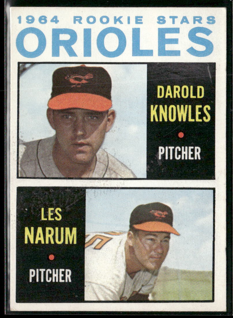 1964 Topps #418 Orioles 1964 Rookie Stars (Darold Knowles / Les Narum)
