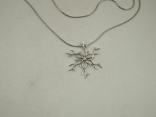 Sterling Silver 925 Cubic Zirconia CZ Snowflake Pendant Necklace