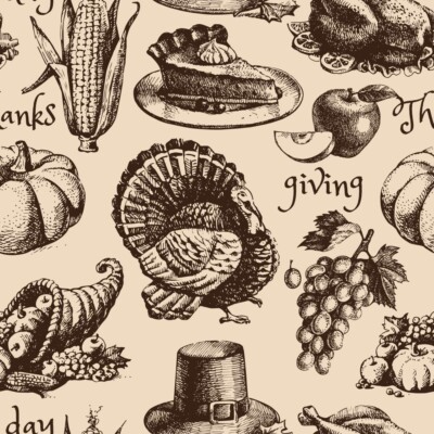 THANKSGIVING DAY/CREAM - FALL FABRIC - MDG FABRICS - BTY