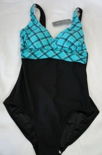 Tropical Honey AQUA/BLACK V 领连体泳衣,美国 8 码 — 第 3/4 张图片