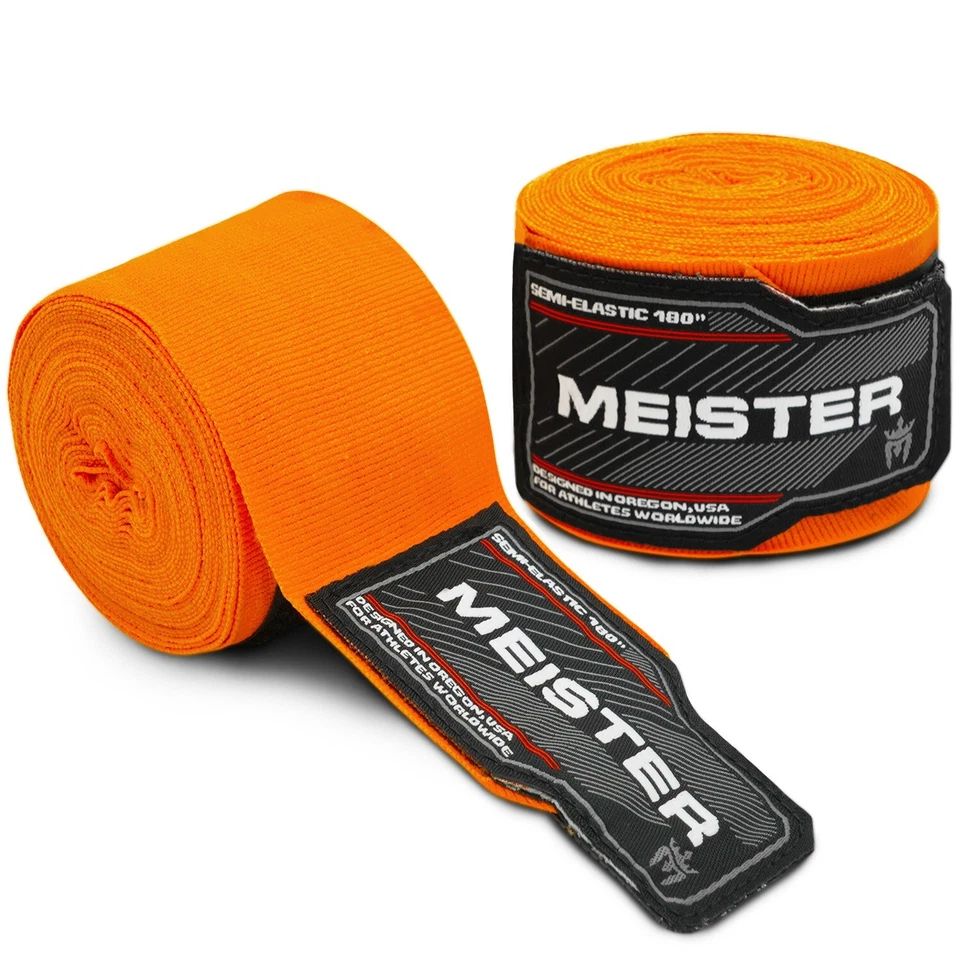 MEISTER MMA MEISTER ORANGE 180" SEMI-ELASTIC HAND WRAPS - MMA Mexican Boxing Gloves Wrist