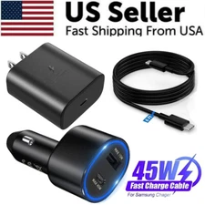 Original 45W Fast Car Charger USB-C Cable For Samsung S24 FE S23 S22 Ultra Fold