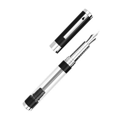Diplomat Nexus Demo Fountain Pen in Black/Chrome - Fine Point - NEW in Box