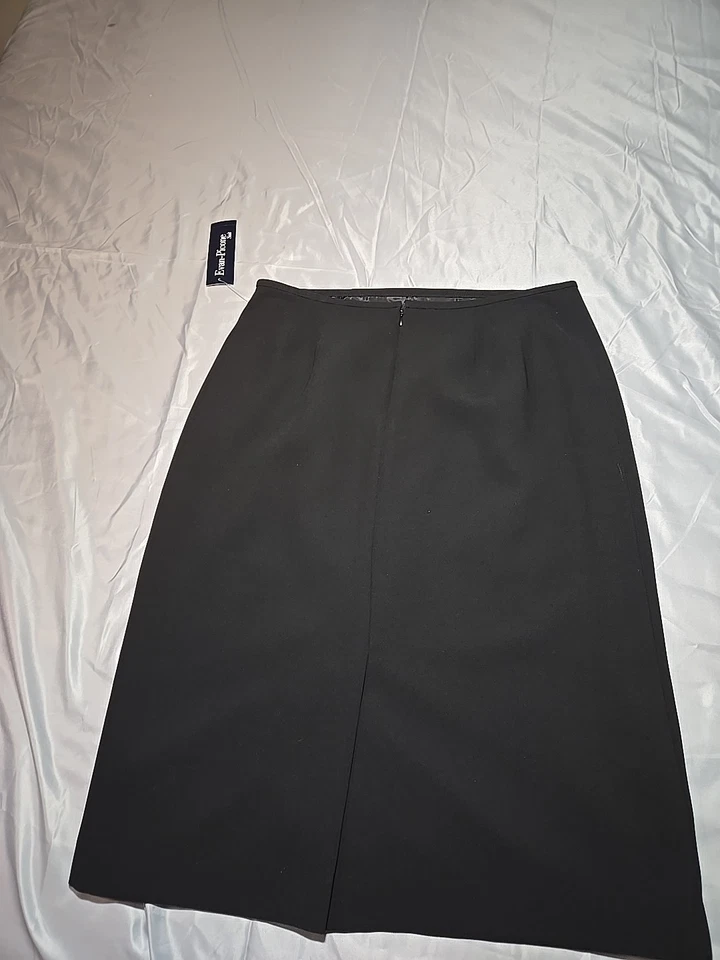 Evan Picone 2 Piece Skirt Navy Blue Lined Zip Close Slit Women Sz 12 Newwith Tag - Image 2 of 4