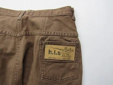 Vtg 1960s Womens H.I.S for Her Brown Jeans Denim Work 26 x 25 Capris Tapered 60s
