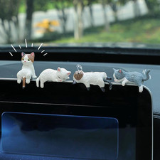 4PCS Cute Mini Cat Car Rearview Mirror Ornaments Fun Dashboard Decorations Kawai