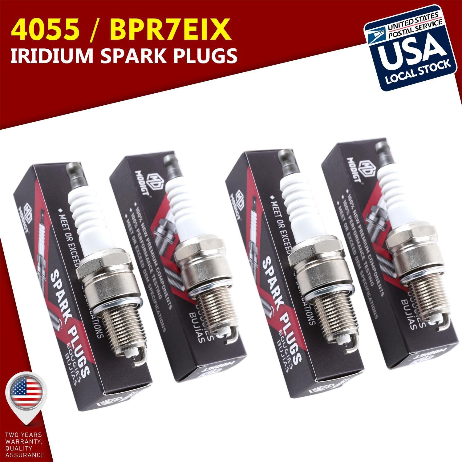 REPLACE FOR NGK IRIDIUM IX SPARK PLUGS - BPR7EIX 4055 SET OF 4 - HEAT GRADE 7