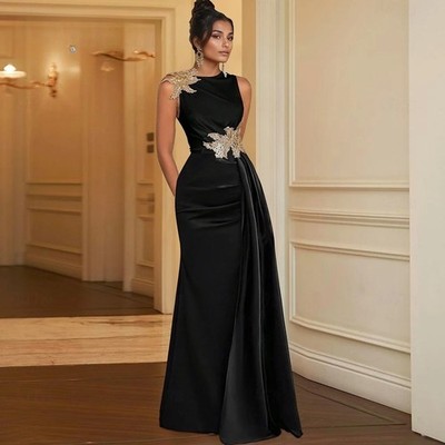 Dress  for Bride's Mother Sleeveless Satin Mermaid Zipper Vestido Para Madre