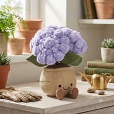 Jellycat Amuseables Hydrangea Plush Toy flower pot with Dust Bag