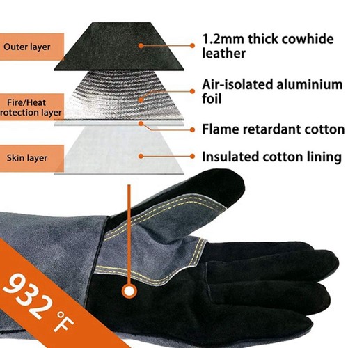 Grill Flame Retardant Long Sleeve Safety Glove Welding Gloves BBQ Glove - Picture 11 of 11