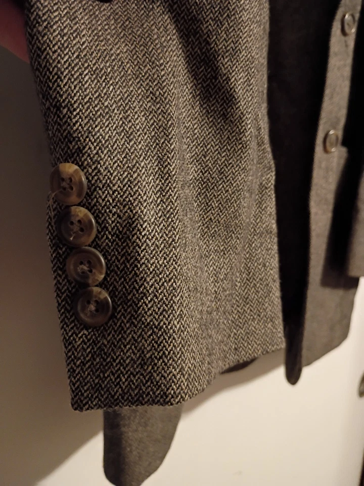 Винтажный мужской блейзер Ralph Lauren 44L коричневый шерстяной в елочку твид Lord Taylor 90-е - Изображение 4 из 4