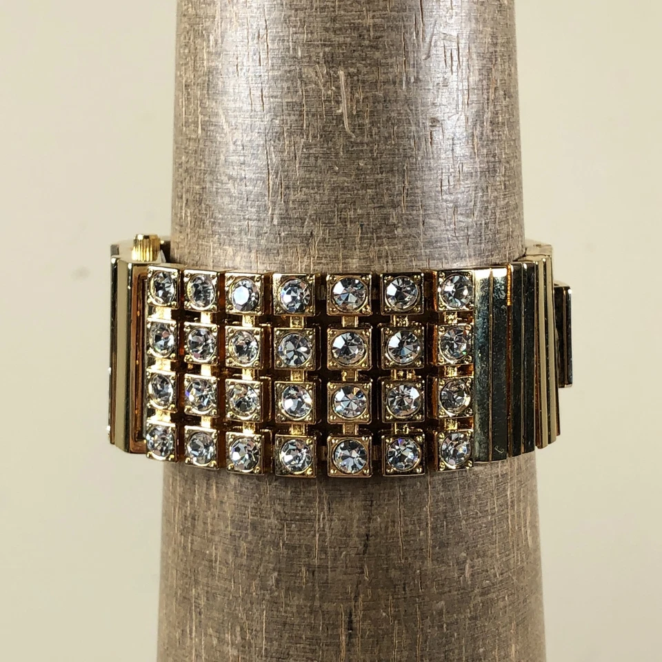 Vivani Women KF1012 Dress Pave Gold Tone Quartz Analog 25mm Watch 6 1/4" - Image 2 of 4