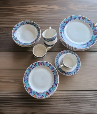 Sango Spring  Jewel 4819 Incomplete Dinner Set For 4, 1 Missing Cup Saucer