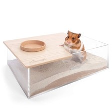 Acrylic Hamster Sand Bath Box Critter Digging Container Case Rectangle Tray