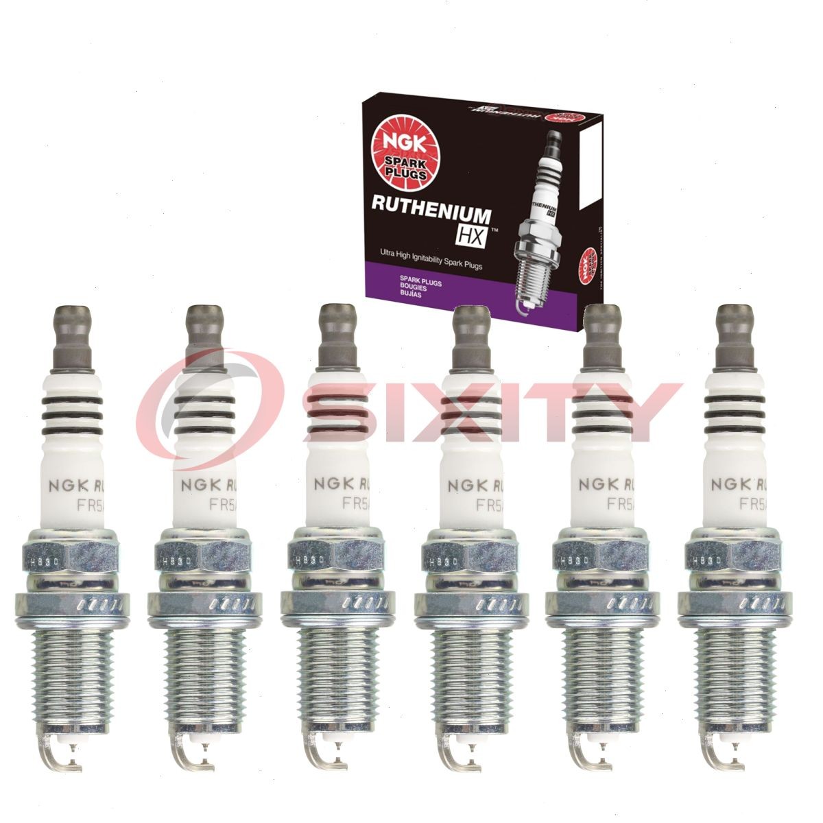6 pc NGK Ruthenium HX Spark Plugs for 1997-2005 Dodge Stratus 2.5L 3.0L V6 vu