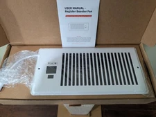 Automoto Register Booster Fan 4'' x 10'' -  Intelligent Thermostat White