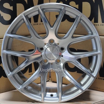 18x8.5 5x108 45 OFFSET 3SDM 0.01 MACHINE SILVER MESH 14 SPOKE SPORT 4 WHEELS SET