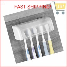 5 Slots Wall Mount Toothbrush Holder with Cover, Self Adhesive Toothbrush Storag