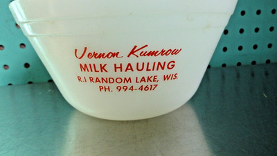 Vintage Vernon Kumrow Milk Hauling Dairy Advertising Bowl Random Lake Wisconsin