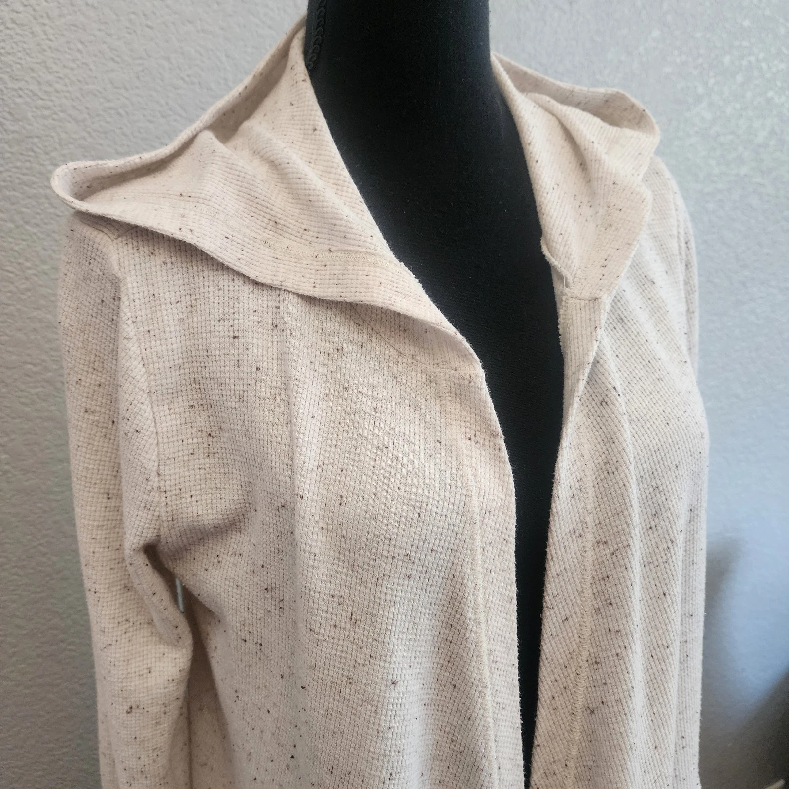 OFF WHITE Cardigan Aeropostale L felpa con cappuccio waffle maglia accogliente strati minimalista avorio crema