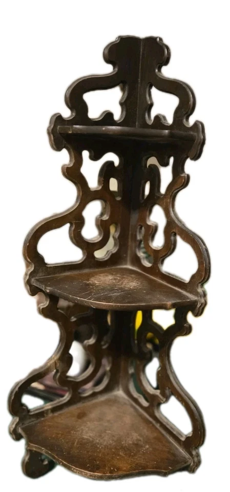 Vintage Victorian Style Scroll Fretwork Corner Wood Wall Shelf Ornate 23X7"  - Image 4 of 4