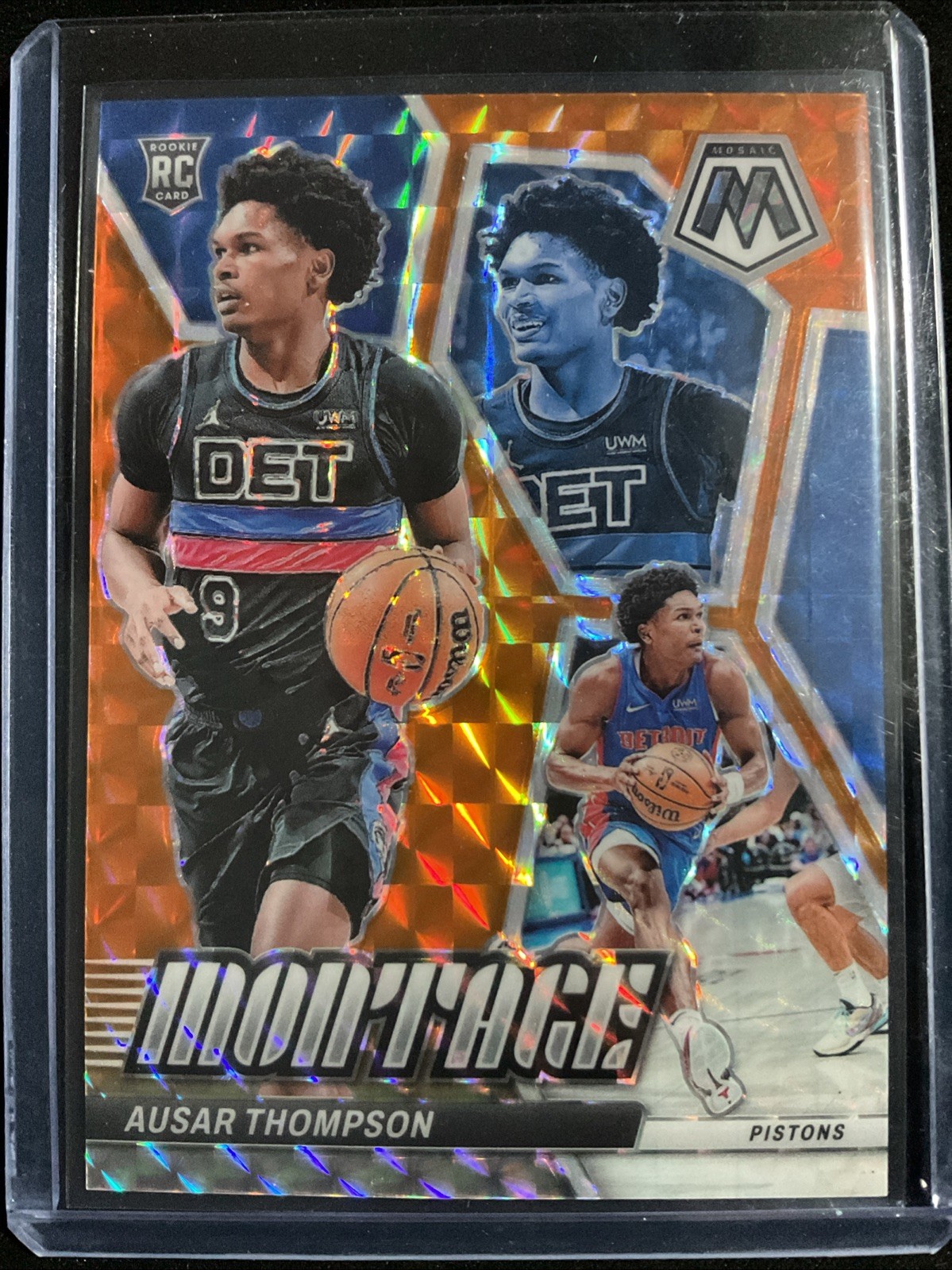 2023-24 Panini Mosaic Montage Ausar Thompson #8 Orange Mosaic Prizm 39/49 (RC)
