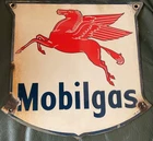New ListingOriginal, Vintage Mobil Oil Gas Pump Porcelain Sign, I.R. 47; Circa 1940’s