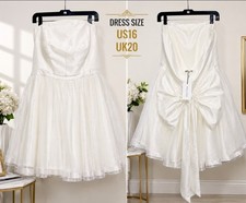 BHLDN White Strapless Tulle A-Line Wedding Dress Size 16 Knee-Length Bow Zip