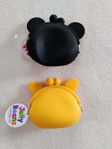 LOT OF 2 JELLY BEANS RUBBERIZED COIN PURSES NWT Cute Animal Faces - Picture 2 of 4