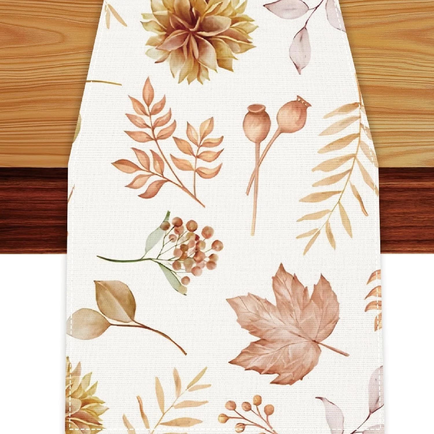 Thanksgiving Table Runner,Fall Runner 13x72 Inch, White Fall Pattern