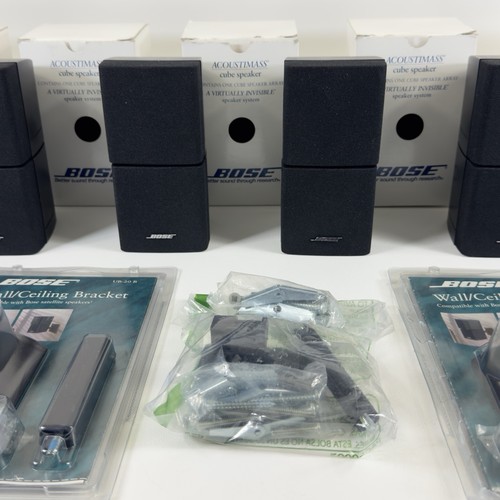 5 (Five) Bose Double Cube Speakers Lifestyle Acoustimass Black + 3 Mounting Kits - Picture 4 of 13