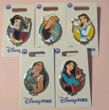 NEW Disney Princesses 5 Pin Set 2025 Pocahontas Mulan Belle 