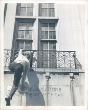 1942 Photo Press University MI Publications Business Man Changing Sign
