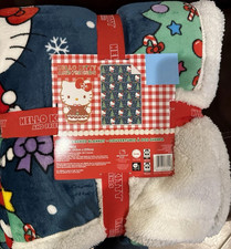 Hello Kitty Sherpa Backed Christmas Blanket Twin 60x90 New Plush Throw