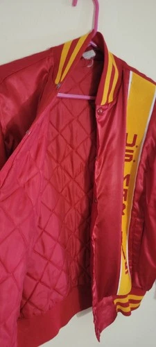 Vintage US Marines Jacket Mens Large Red Soffe Satin Varsity Bomber Made USA 80s image 5