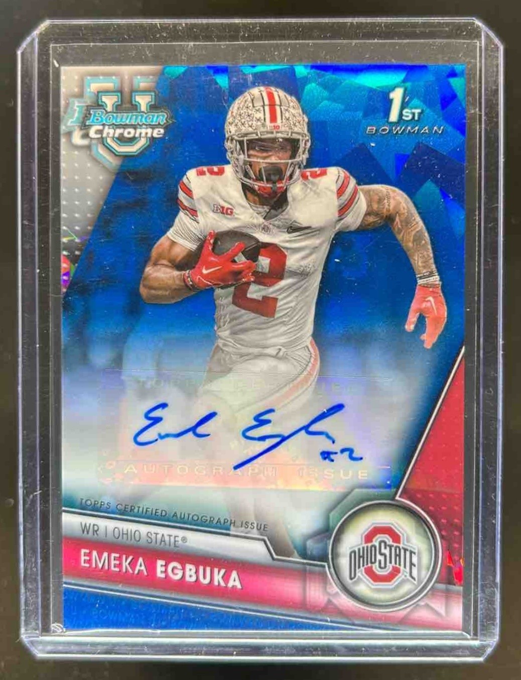 2023 Bowman Chrome U Sapphire Emeka Egbuka Prospect Auto #PA-EEB