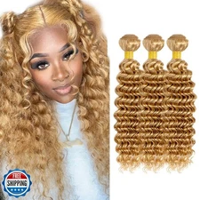 #27 Blonde Bundles Human Hair Deep Wave Bundles 20 22 24 Inch Unp