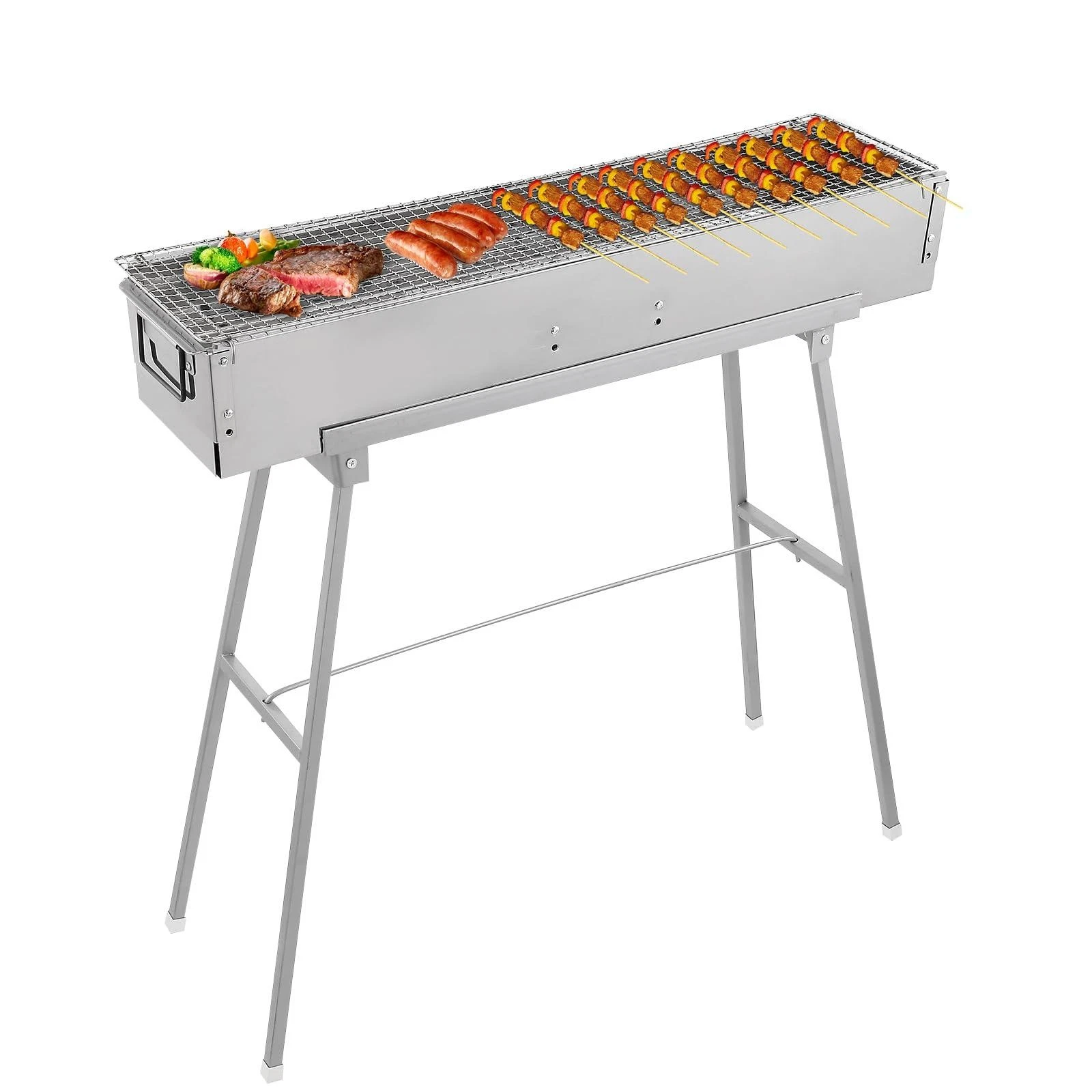 IRONWALLS Portable Charcoal Grills, 32" x 8" Stainless Steel Folded Camping Gril
