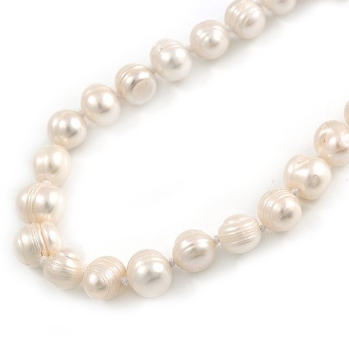 8-10mm Off Round White Freshwater Pearl Necklace, Bracelet and Drop Earrings - Picture 2 of 6