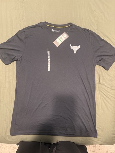 Under Armour Project Rock Men's L Black Graphic Logo Crew Neck Loose Fit Tee