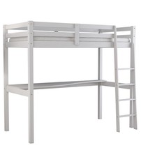 LETTO A SOPPALCO CON SCRIVANIA "NIZZA" IN PINO MASSELLO BIANCO LACCATO 202X98...