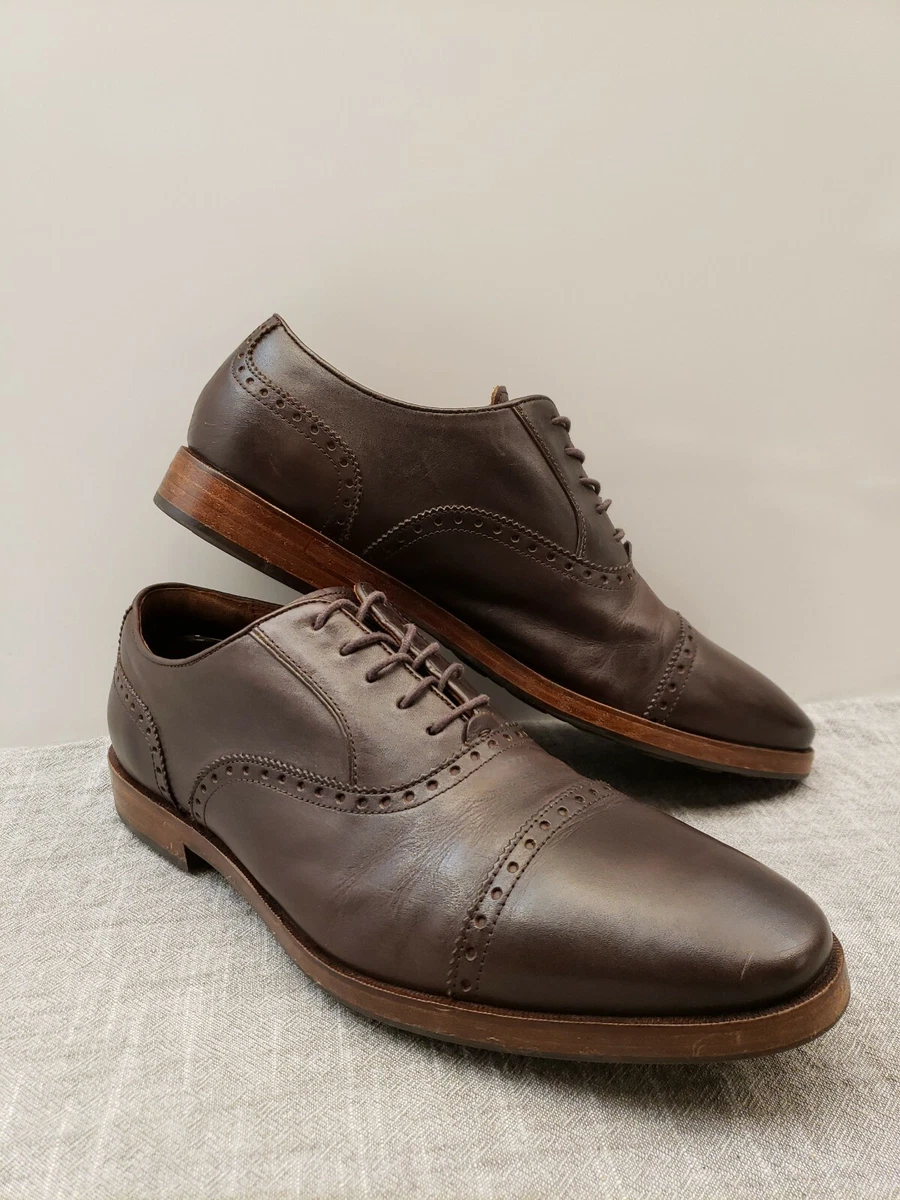 Cole Haan Hamilton Grand Cap Toe Oxford Dark Brown Tan Leather