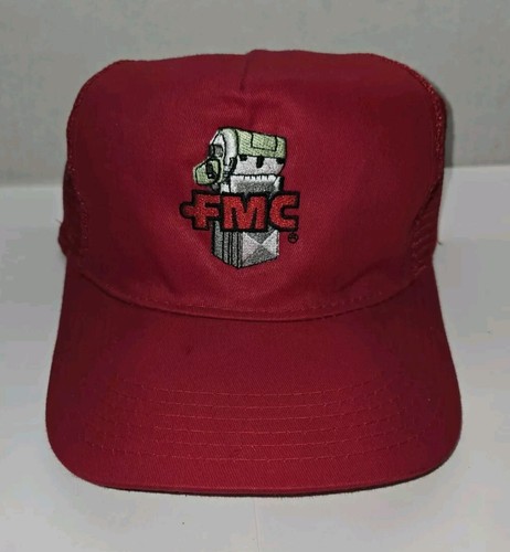 Vintage FMC Equipment Red Mesh Back Adjustable Snap Trucker Hat