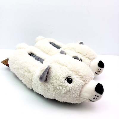 Dearfoams Rowan Polar Bear Critter Kids Size 2/3 White Closed Back Slippers